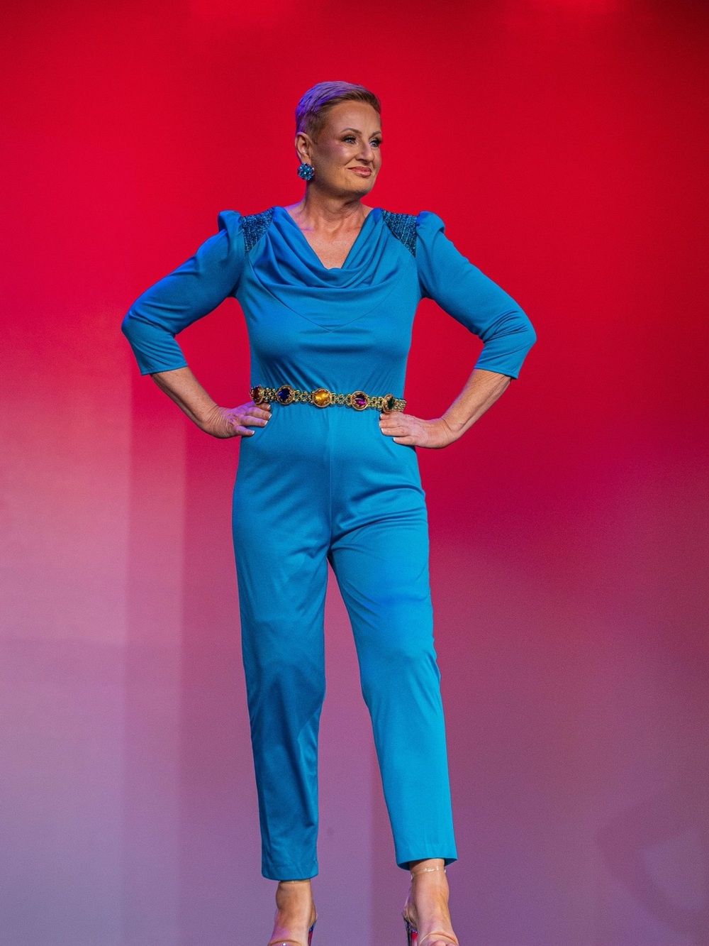 Vintage Jumpsuit with Embellished Shoulders